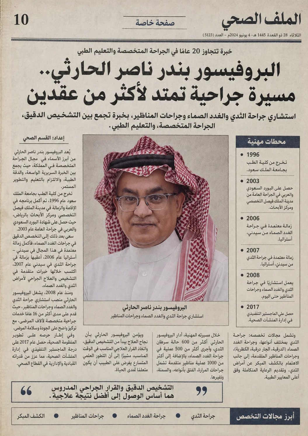 مقالة عن البروفيسور بندر الحارثي